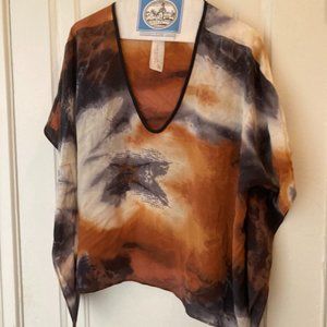 Pre-owned Laila & Savannah 100% Silk Loose Blouse Medium